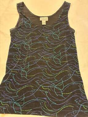 Chico's Travelers 2-Piece Tank & Cardigan Set Abstract Wavy Print Size 0
